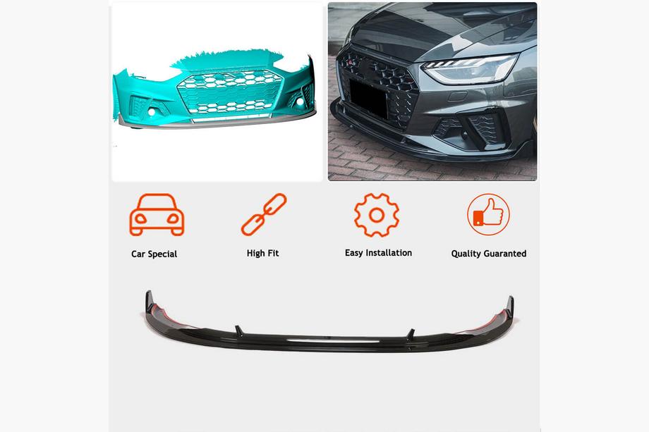 Audi A4 B9 2015-2024 Frontstoßstangen-Lippe Lip V1 (für S-Line Sedan 2019-2024, Carbon) Foto 2
