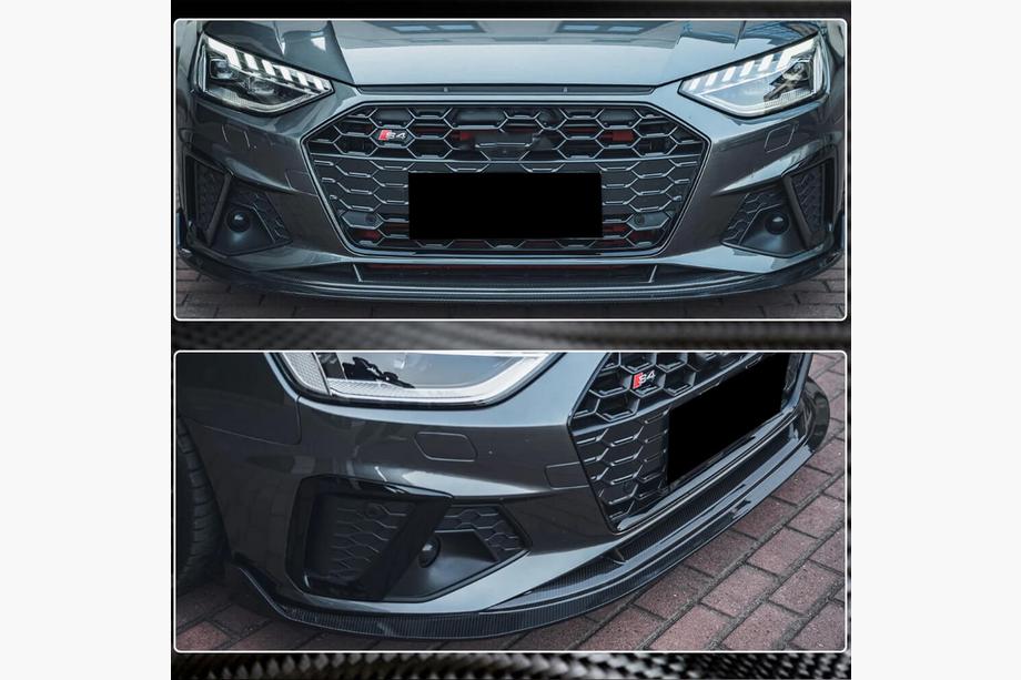 Audi A4 B9 2015-2024 Frontstoßstangen-Lippe Lip V1 (für S-Line Sedan 2019-2024, Carbon) Foto 4