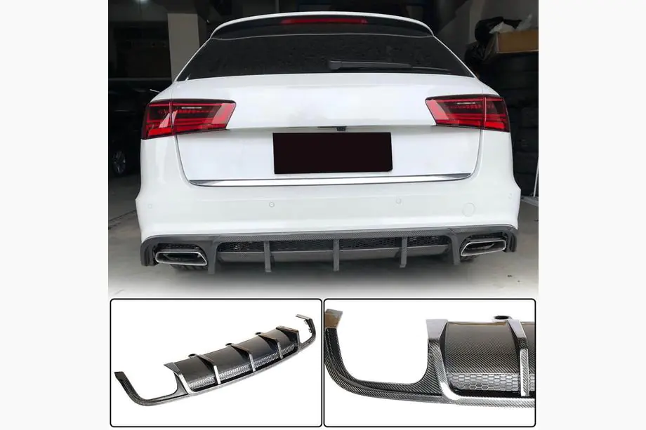 Audi A6 C7 2011-2017 Heckstoßstangen-Diffusor (für S-Line Avant 2014-2018, Carbon) Image