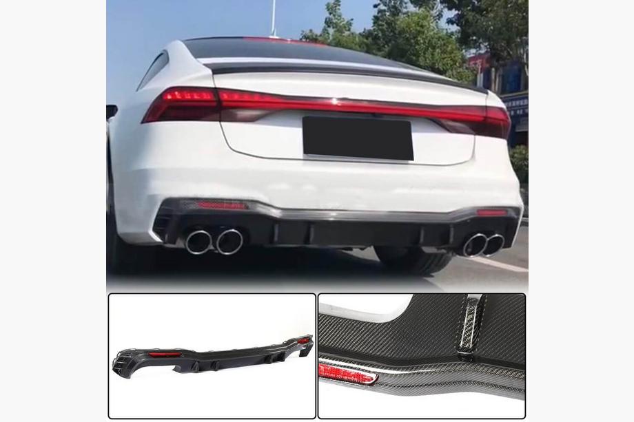 Audi A7 2018- Heckdiffusor Stoßstange (für S-Line 2018-2022, Carbon) Foto 1