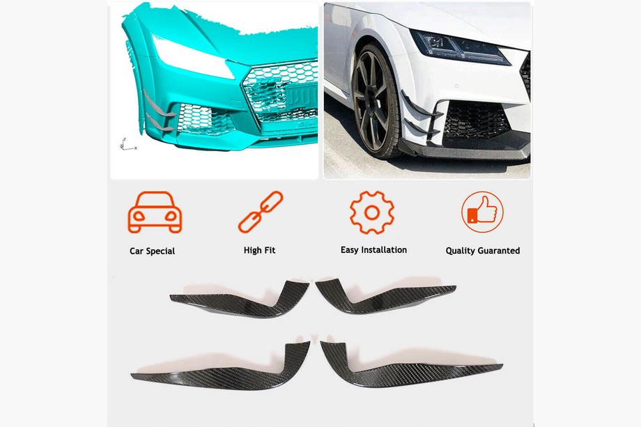 Audi TT 2014-2023 Seitliche Aufsätze für Frontstoßstange (für RS, 2016-2019, Carbon) Foto 2
