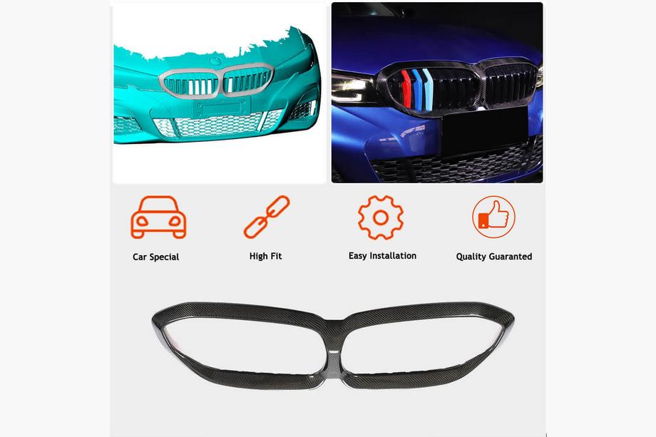 BMW 3 Series G20/G21 2018- Kühlergrill Blende (2018-2022, Carbon) Foto 2