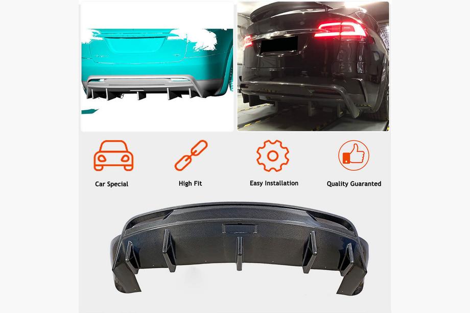 Tesla Model X 2015- Heckdiffusor Stoßstange (2015-2021, Carbon) Foto 2