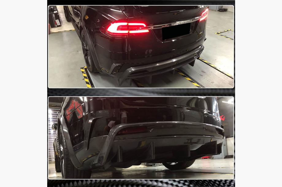 Tesla Model X 2015- Heckdiffusor Stoßstange (2015-2021, Carbon) Foto 4