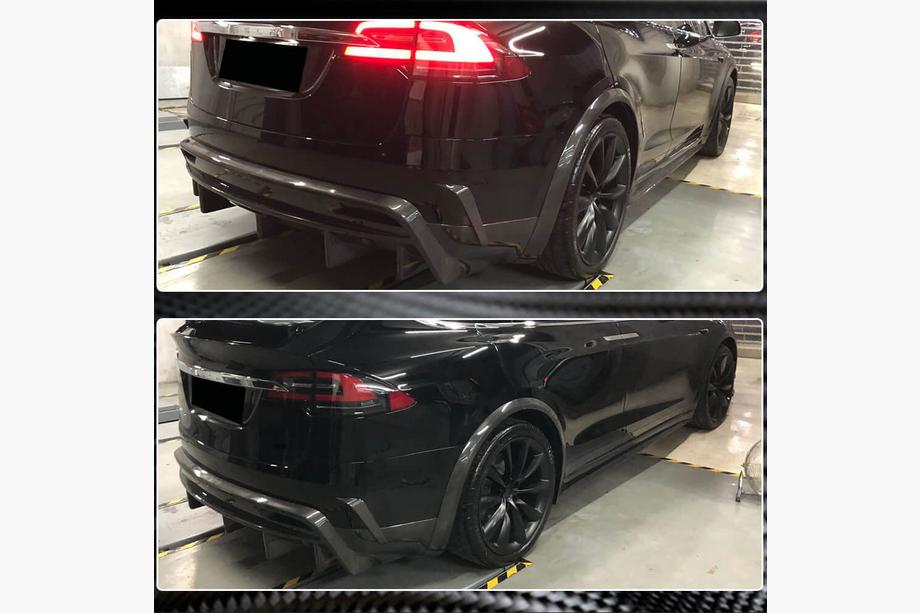 Tesla Model X 2015- Heckdiffusor Stoßstange (2015-2021, Carbon) Foto 5