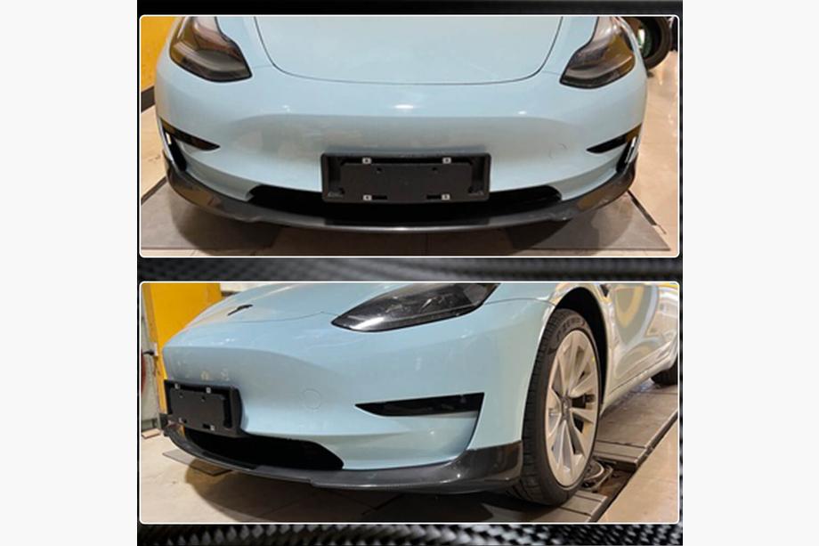 Tesla Model 3 2017- Frontlippe Stoßstange Lip V6 (2017-2023, Carbon) Foto 4