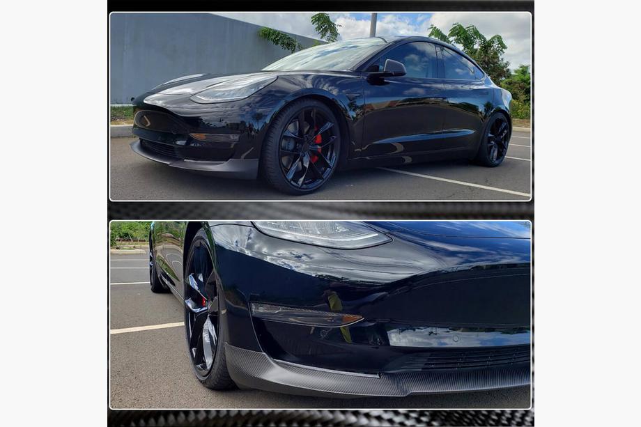 Tesla Model 3 2017- Frontlippe Stoßstange Lip V6 (2017-2023, Carbon) Foto 7