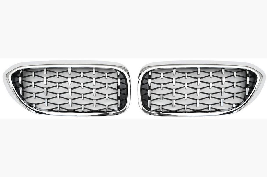 BMW 5er G30/G31 2017–2023 Diamond Silver V1 Nieren (2017-2020, Chromrahmen) Foto 2