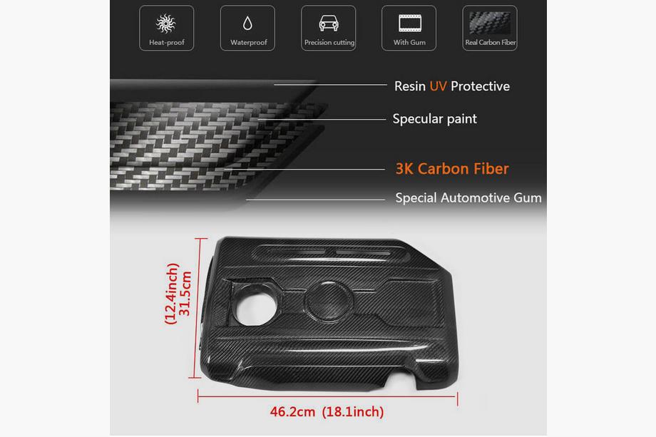 Volkswagen Golf 6 2008-2014 Motorabdeckung (für GTI HB 2010-2013, Carbon) Foto 5