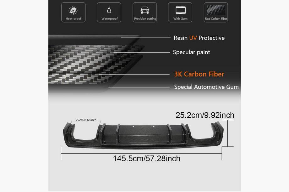 Dodge Challenger 2008-2023 Heckdiffusor für Heckstoßstange (2015-2023, Carbon) Foto 5