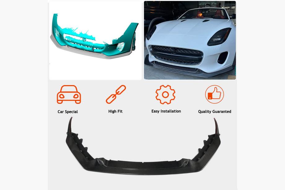 Jaguar F-Type 2013-2024 Frontstoßstange Lippe Aufsatz (für Base 2017-2019, Carbon) Foto 2