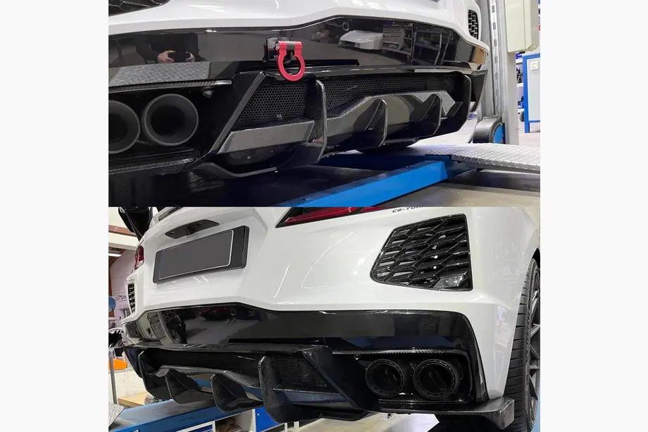 Chevrolet Corvette C8 2019- Heckdiffusor V2 (2019-2022, Carbon) Foto 3