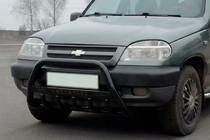 Chevrolet Niva 1998-2020 Frontbügel WT004 Schwarz (Edelstahl) Foto 1