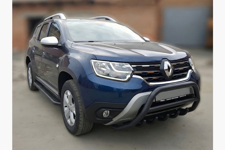 Renault Duster 2018-2024 Frontbügel ohne Schriftzug WT003 Schwarz (Edelstahl) Image