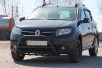 Renault Sandero 2013-2022 Frontbügel WT003 Schwarz Edelstahl Foto 1