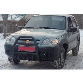 Frontbügel QT007 Schwarz (Edelstahl) Chevrolet Niva 1998-2020 Foto 1