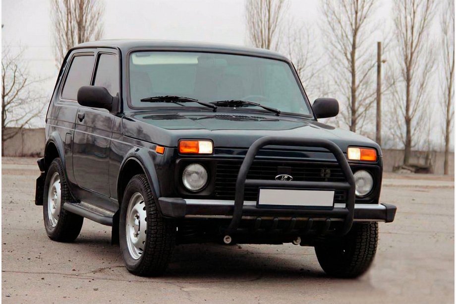 Lada Niva und Urban 1977- Frontbügel QT007 Schwarz (Edelstahl) Foto 5
