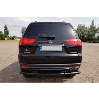 Hinterer Schutz AK002-2 Schwarz (2 Stk, Edelstahl) Mitsubishi Pajero Sport 2008-2015 Foto 1