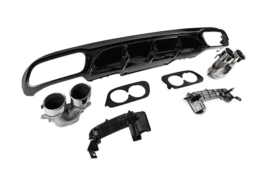 Mercedes E-class W213 2016-2023 Heckdiffusor mit Endrohren E53-Design Silver (für Base) Foto 3