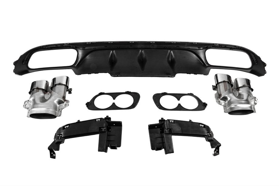 Mercedes E-class W213 2016-2023 Heckdiffusor mit Endrohren E53-Design Silver (für Base) Foto 4