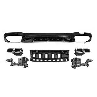 Heckdiffusor mit Endrohren E63-Design Schwarz (für AMG/AMG-Line 2016-2020)
