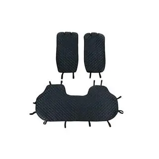 Velours-Sitzauflagen für Rücksitze (Set, Schwarz mit blauem Faden)