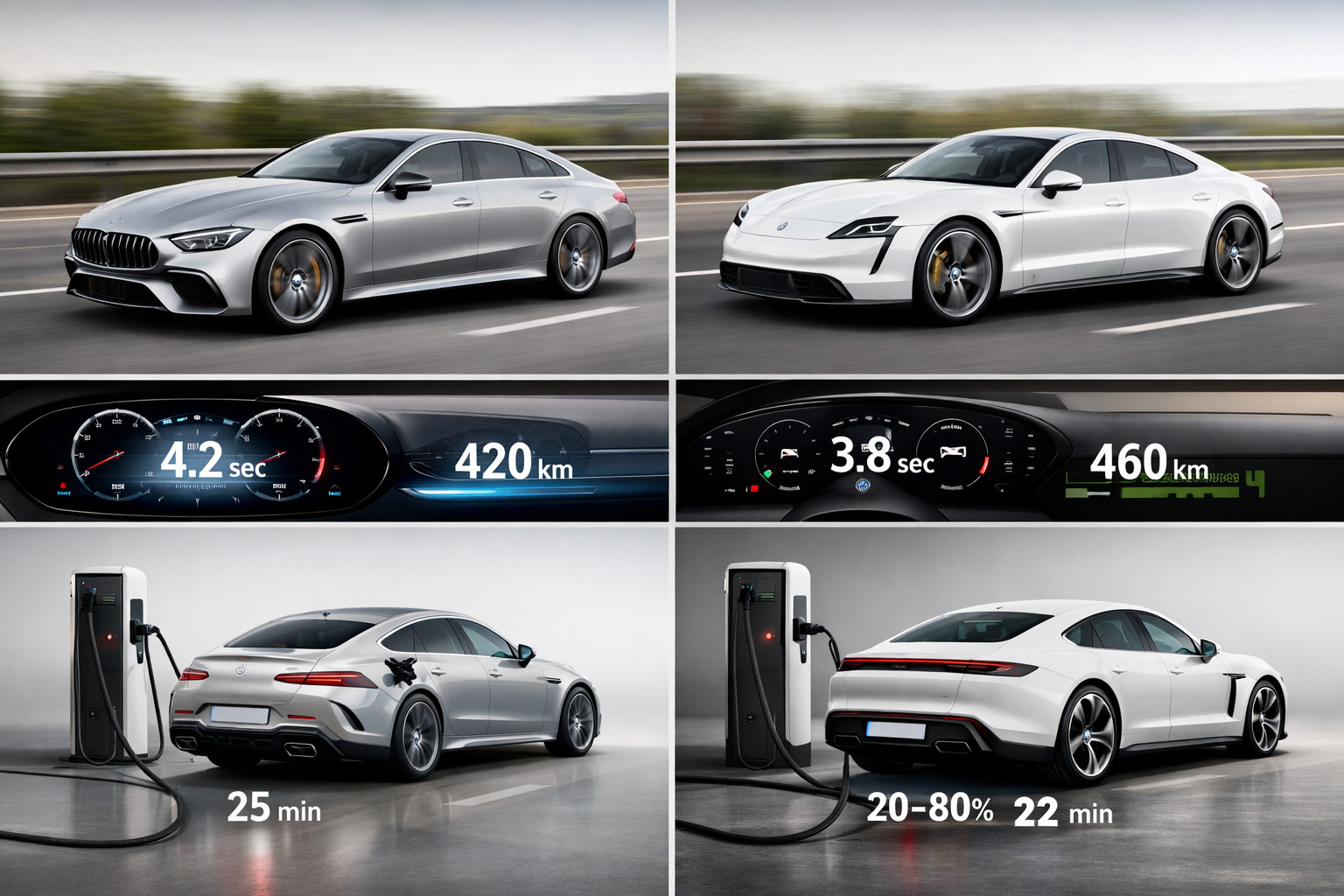Mercedes-AMG GT 53 vs. Porsche Taycan 4S: Reichweite, Dynamik und Laden