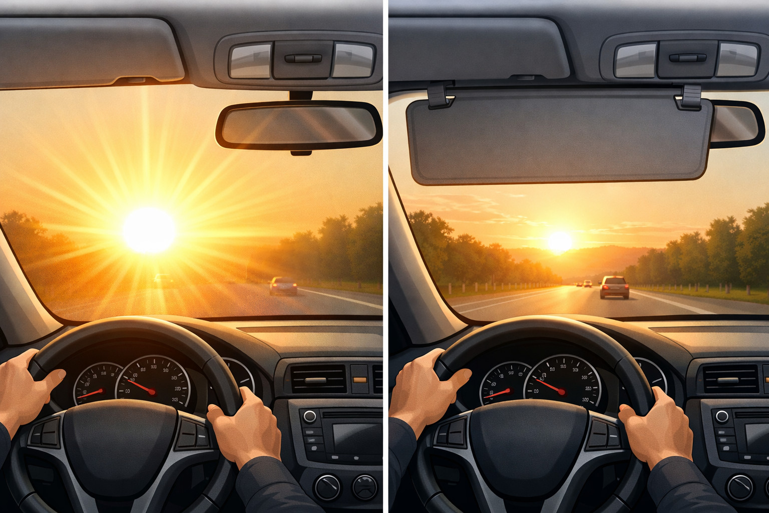 Warum die Sonne morgens und abends blendet – und wann ein Windschutzscheiben-Visier hilft