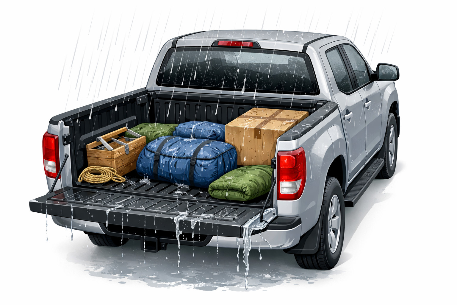 Was tun, wenn die Ladung auf der Pickup-Ladefläche nass wird und von außen sichtbar ist