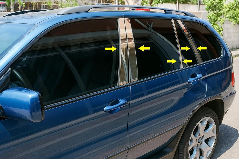 BMW X5 E53 1999–2006 Edelstahl Türsäulen Zierleisten (8 Stk.) Foto 1