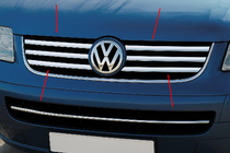 Volkswagen T5 Caravelle 2004-2010 Chrom Kühlergrill Blenden (6 Stk, Edelstahl) Foto 3