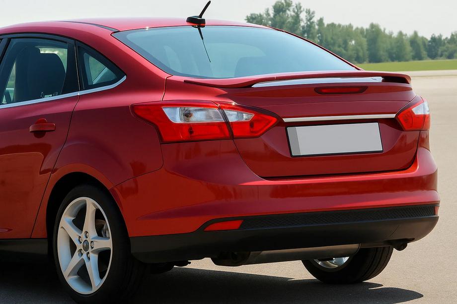 Ford Focus III 2011-2017 Schmale Edelstahl Heckklappenleiste über dem Kennzeichen Limousine (Chrom) Image