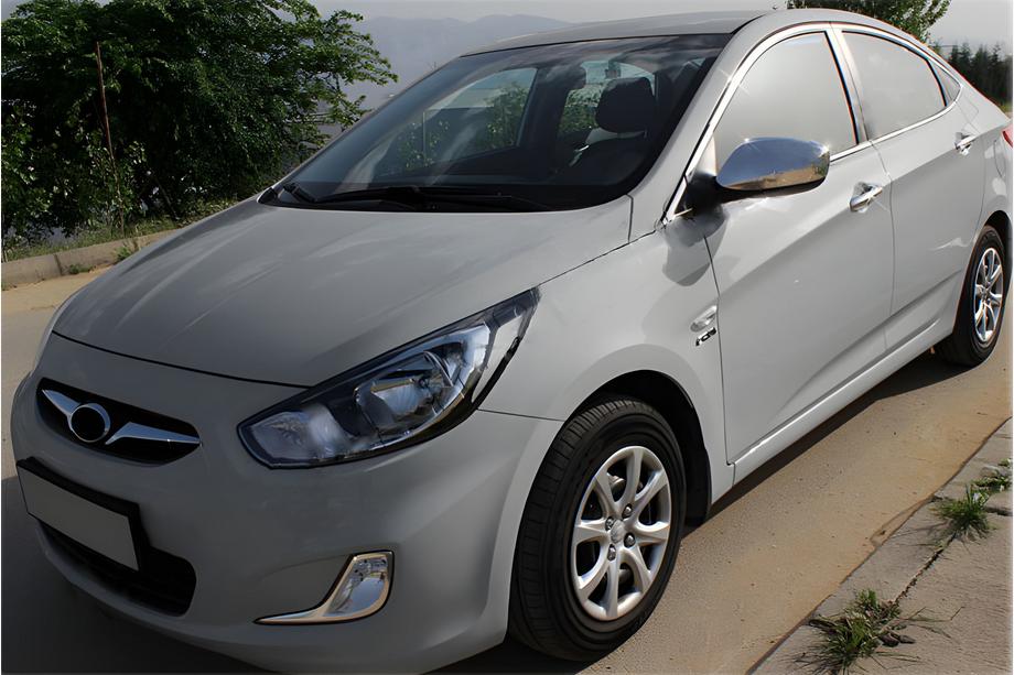 Hyundai Accent 2011-2017 Spiegelabdeckungen ohne Blinker-Aussparung (2 Stk) OmsaLine - Italienischer Edelstahl Image