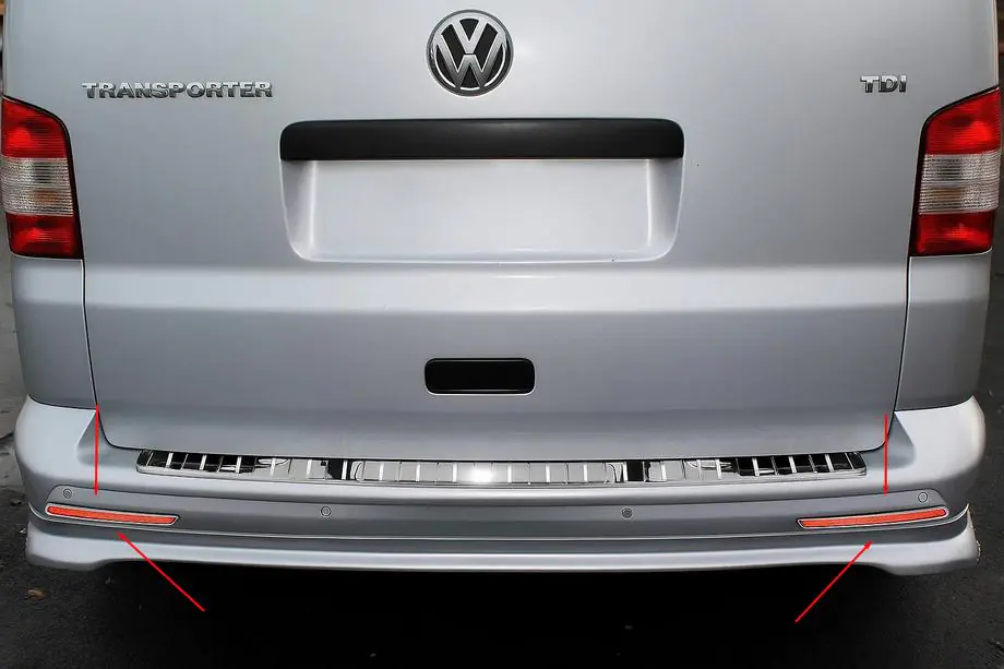Volkswagen T6 2015-2024 Abdeckung für hintere Reflektoren (2 Stk., Edelstahl) 1 Heckklappe Foto 1