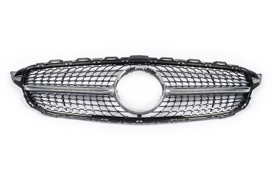 Mercedes C-class W205 2014-2021 Frontgrill Diamond Silber (für Avantgarde/AMG-Line/C43 AMG) 2018+, ohne Kamera Foto 10