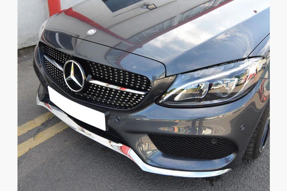 Mercedes C-class W205 2014-2021 Frontgrill Diamond Silber (für Avantgarde/AMG-Line/C43 AMG) 2018+, ohne Kamera Foto 16