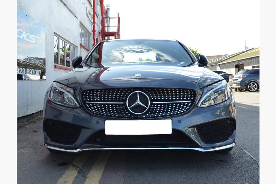 Mercedes C-class W205 2014-2021 Frontgrill Diamond Silber (für Avantgarde/AMG-Line/C43 AMG) 2018+, ohne Kamera Foto 19