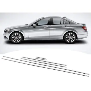 Chrom Fensterleisten Abdeckungen (6 Stk, Edelstahl) Mercedes C-class W204 2007-2015 Foto 2