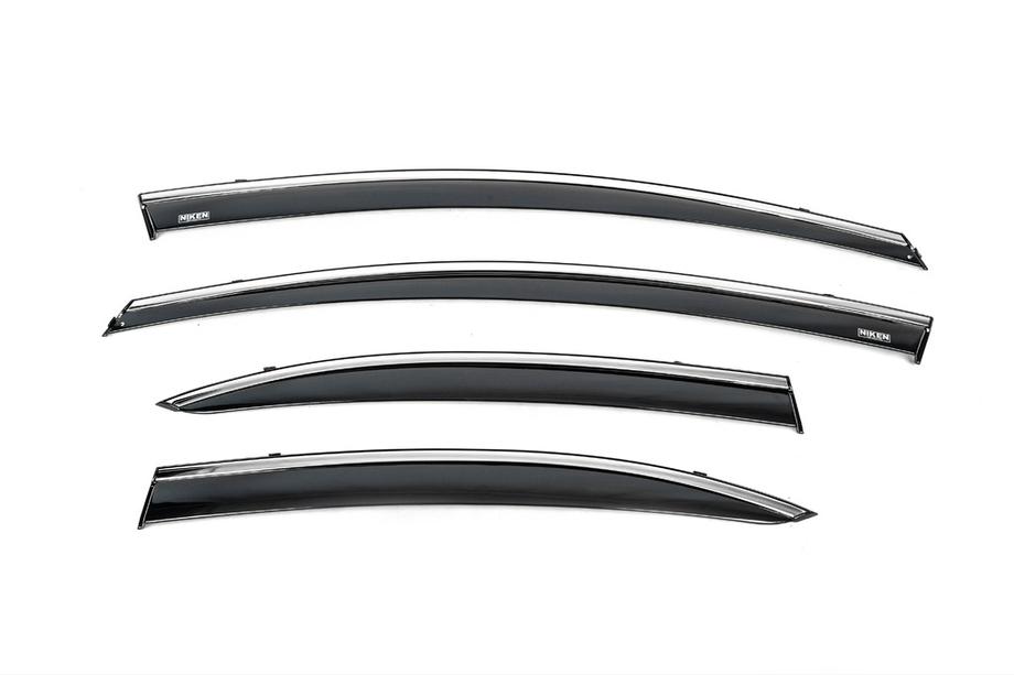Honda Civic Sedan VIII 2006-2011 Windabweiser mit Chromleiste (4 Stk, Niken) Foto 2