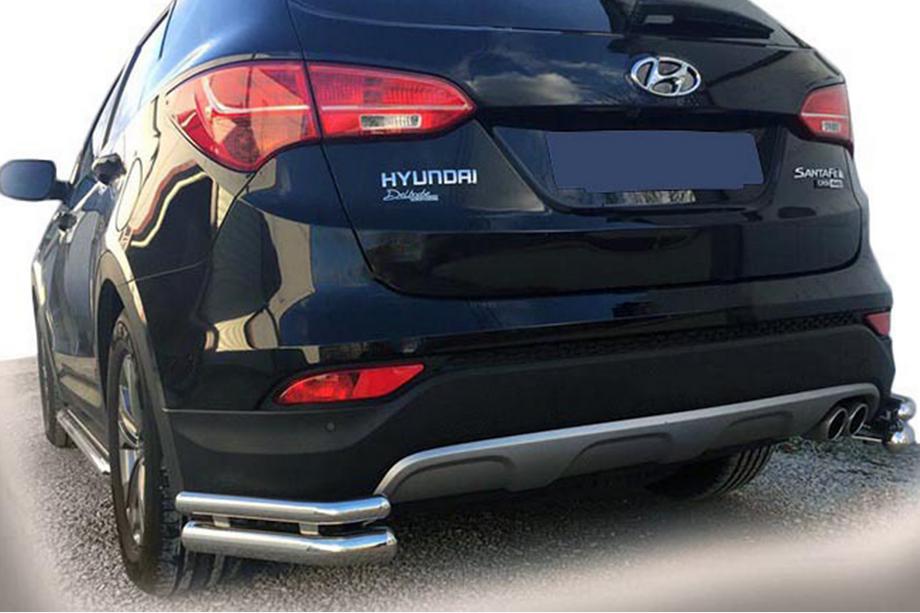 Hyundai Santa Fe 3 2012-2018 Hintere Eckschutzbügel AK-003 Doppel (Edelstahl) Image