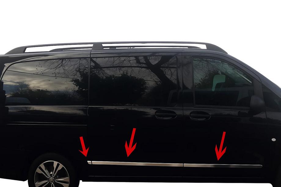 Mercedes Vito/V-class W447 2014- Türleisten Chrom (6-teilig, Edelstahl) Image