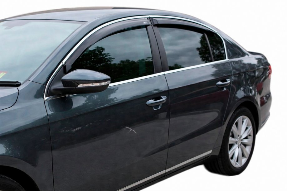 Volkswagen Passat B6 2006-2012 Windabweiser mit Chromleisten SD (4 Stk, HIC) Foto 10