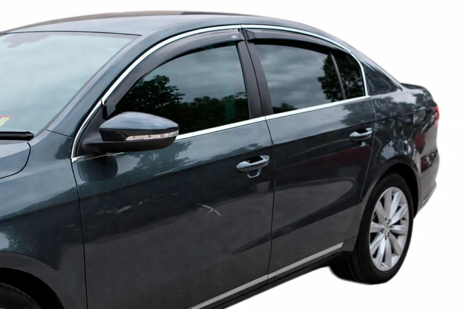 Volkswagen Passat B6 2006-2012 Windabweiser mit Chromleisten SD (4 Stk, HIC) Foto 10