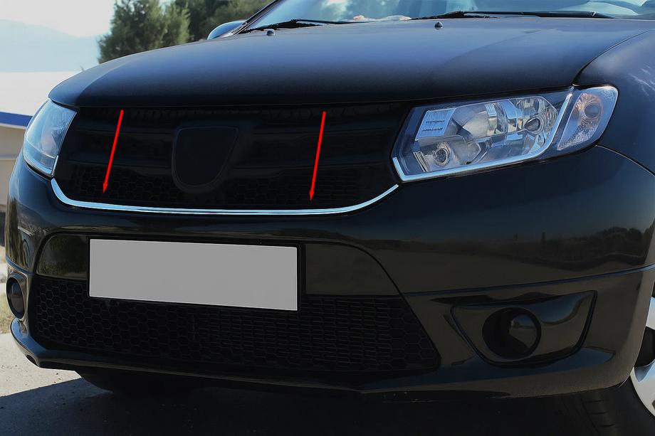 Dacia Sandero 2013-2020 Chrom Zierleiste unter dem Kühlergrill (1 Stk, Edelstahl) Image