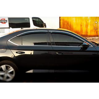Windabweiser mit Chromleiste SD (4 Stk, Niken) Skoda Superb 2015-2024 Foto 3