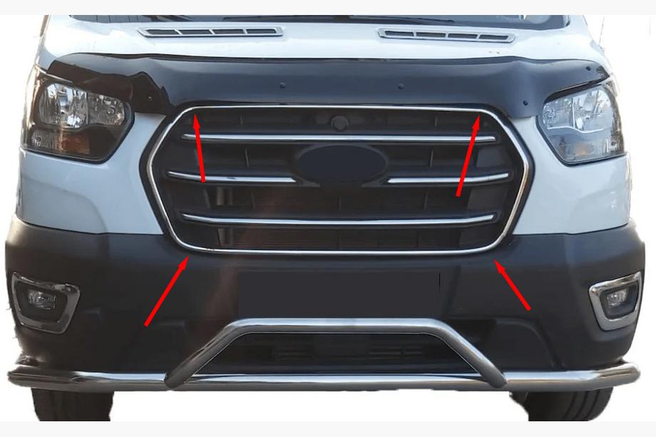 Ford Transit 2014- Chrom Grillumrandung (2019+, 4 Stk, Edelstahl) Image