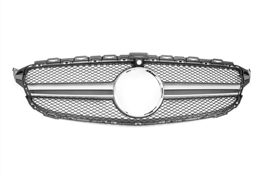 Mercedes C-class W205 2014-2021 Frontgrill AMG Silber (für Avantgarde/AMG-Line/C43 AMG) 2014-2018, ohne Kamera Foto 2