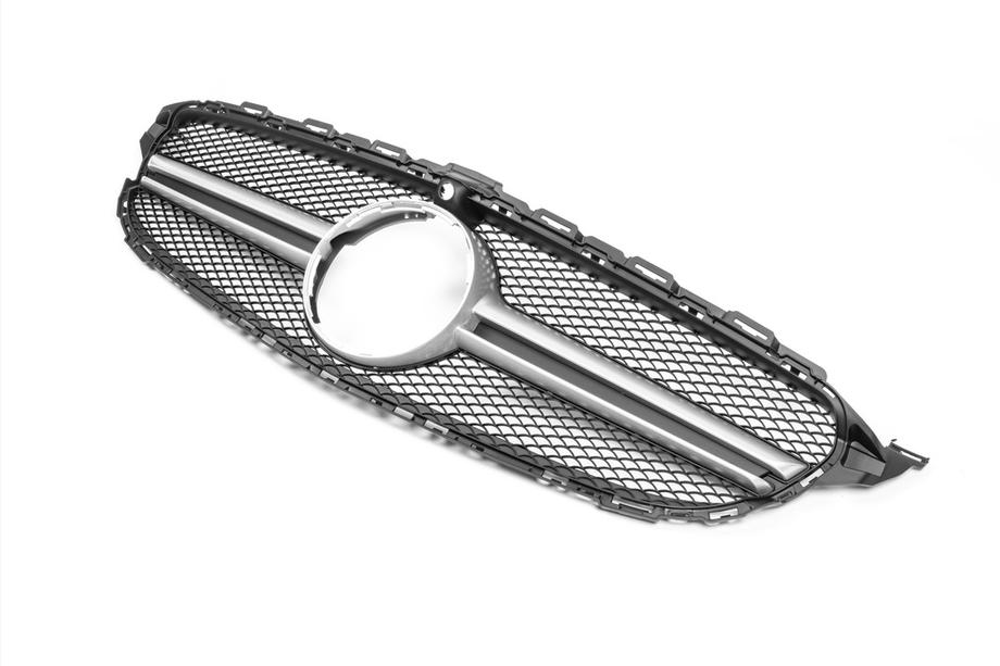 Mercedes C-class W205 2014-2021 Frontgrill AMG Silber (für Avantgarde/AMG-Line/C43 AMG) 2014-2018, ohne Kamera Foto 6