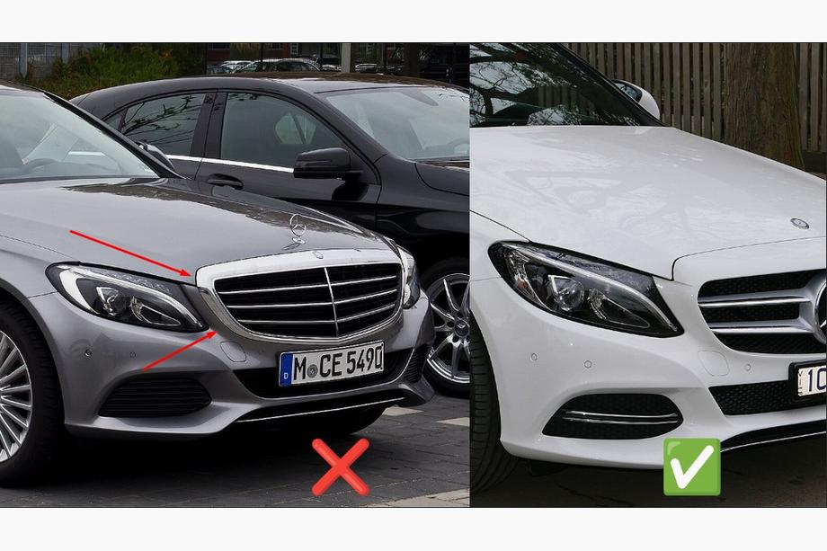 Mercedes C-class W205 2014-2021 Frontgrill AMG Silber (für Avantgarde/AMG-Line/C43 AMG) 2014-2018, ohne Kamera Foto 4