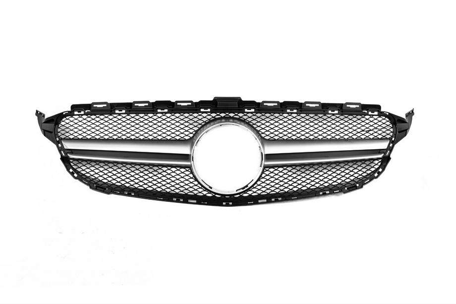 Mercedes C-class W205 2014-2021 Frontgrill AMG Silber (für Avantgarde/AMG-Line/C43 AMG) 2014-2018, ohne Kamera Foto 7
